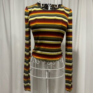 Hot Topic Multicolor Striped Long Sleeve Top